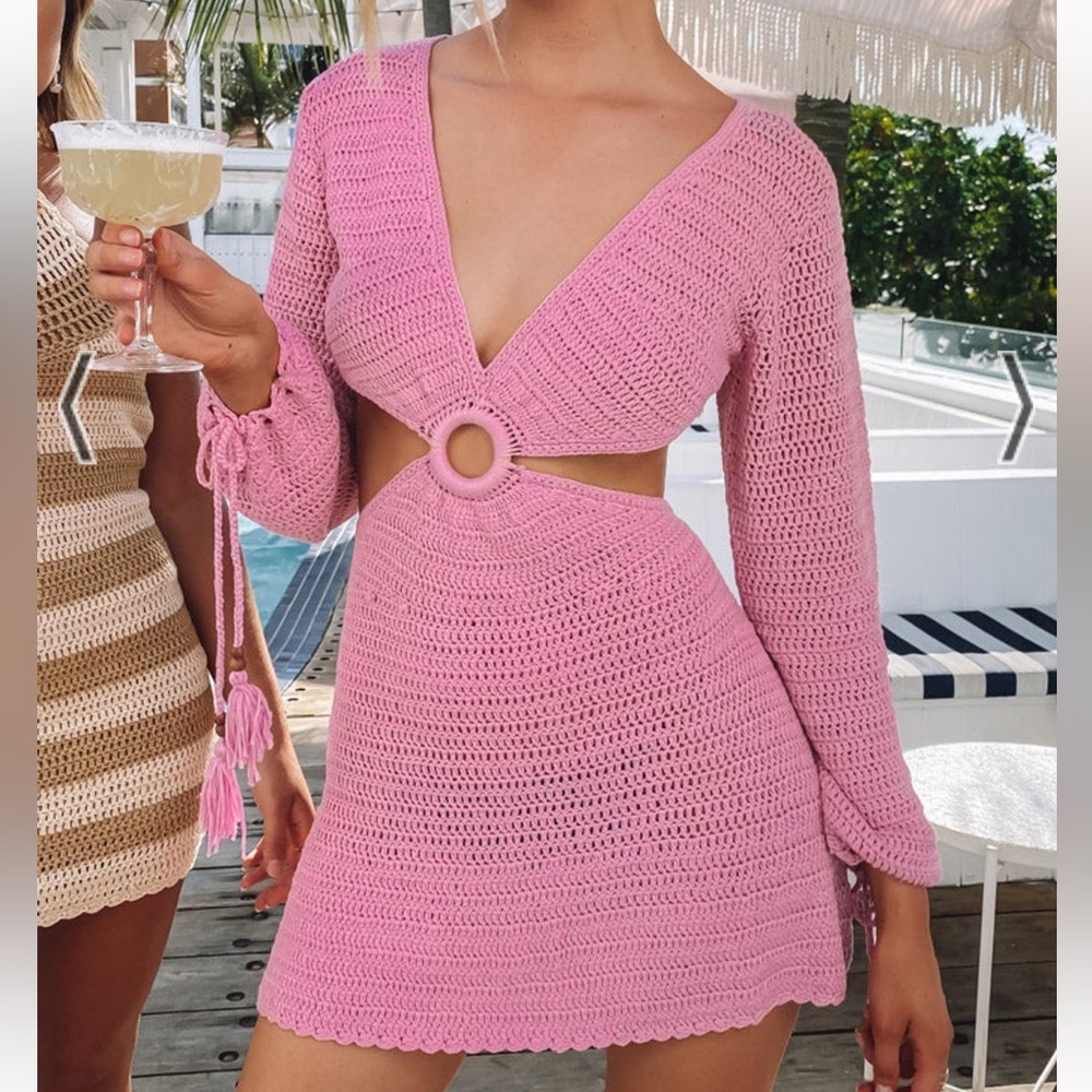 9.0 Swim Cleo Crochet Dress Pink Mini Dress